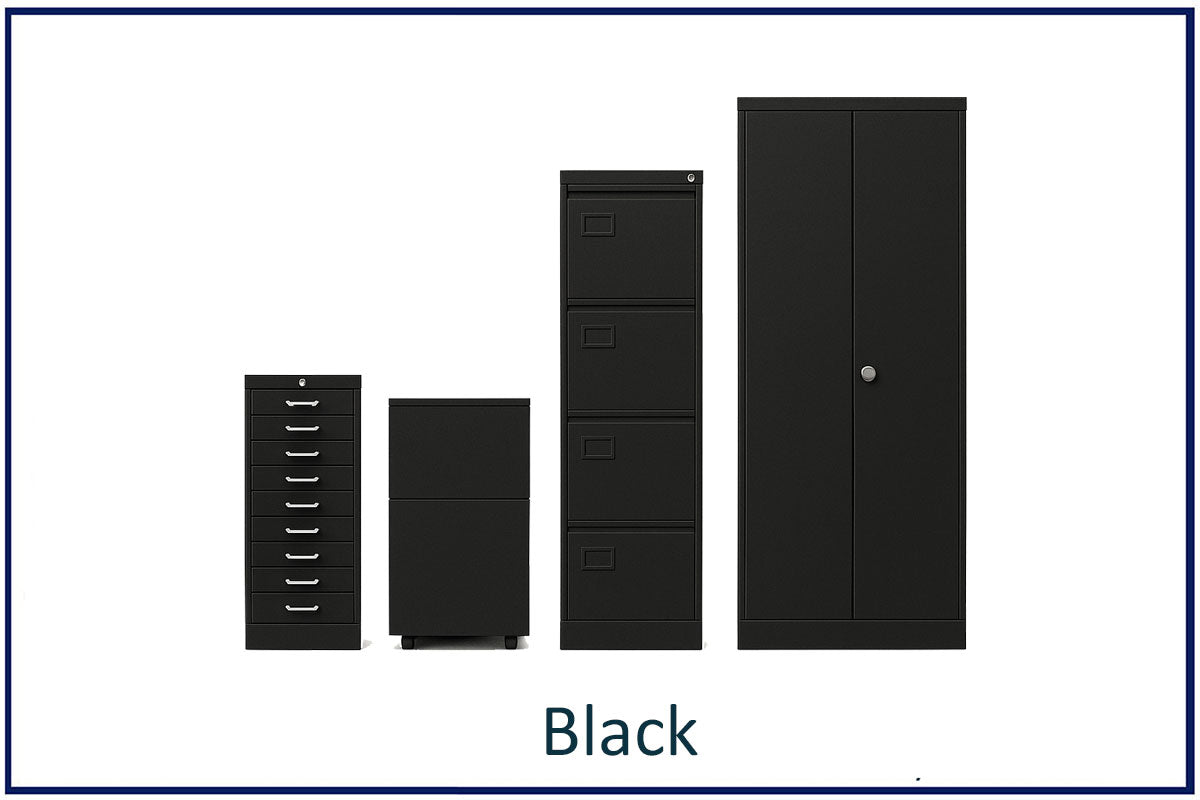 office storage solutions, metal filing, lockers, cupboards and tablours in colour. Choose your colour black