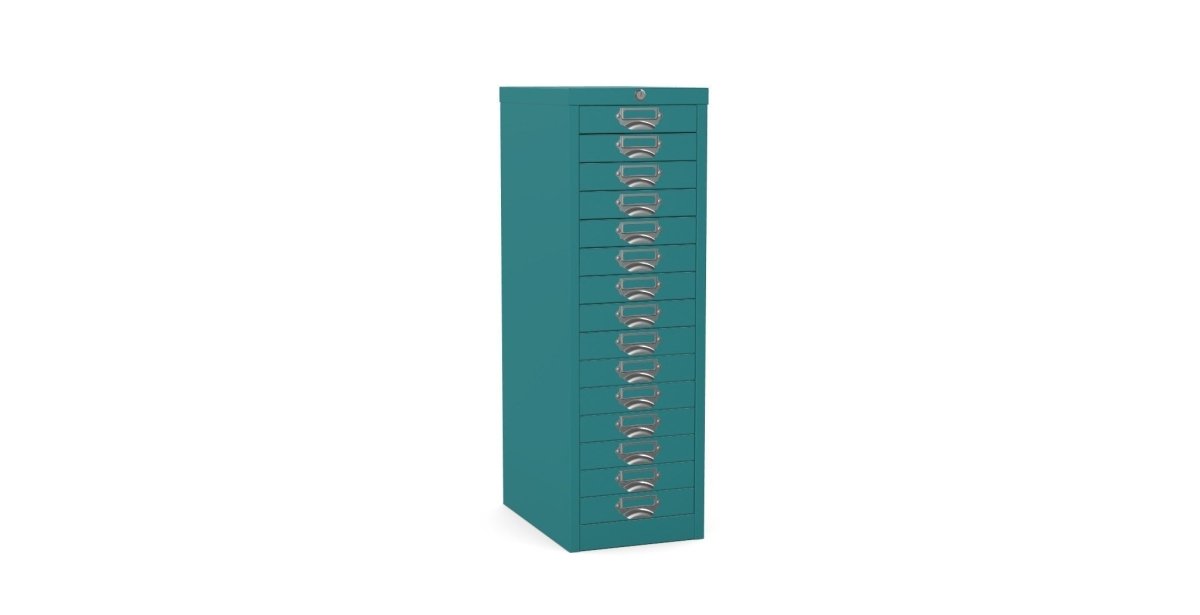 Multidrawer Locking Storage Cabinet 15 Drawer by Silverline MDUR15LK Green
