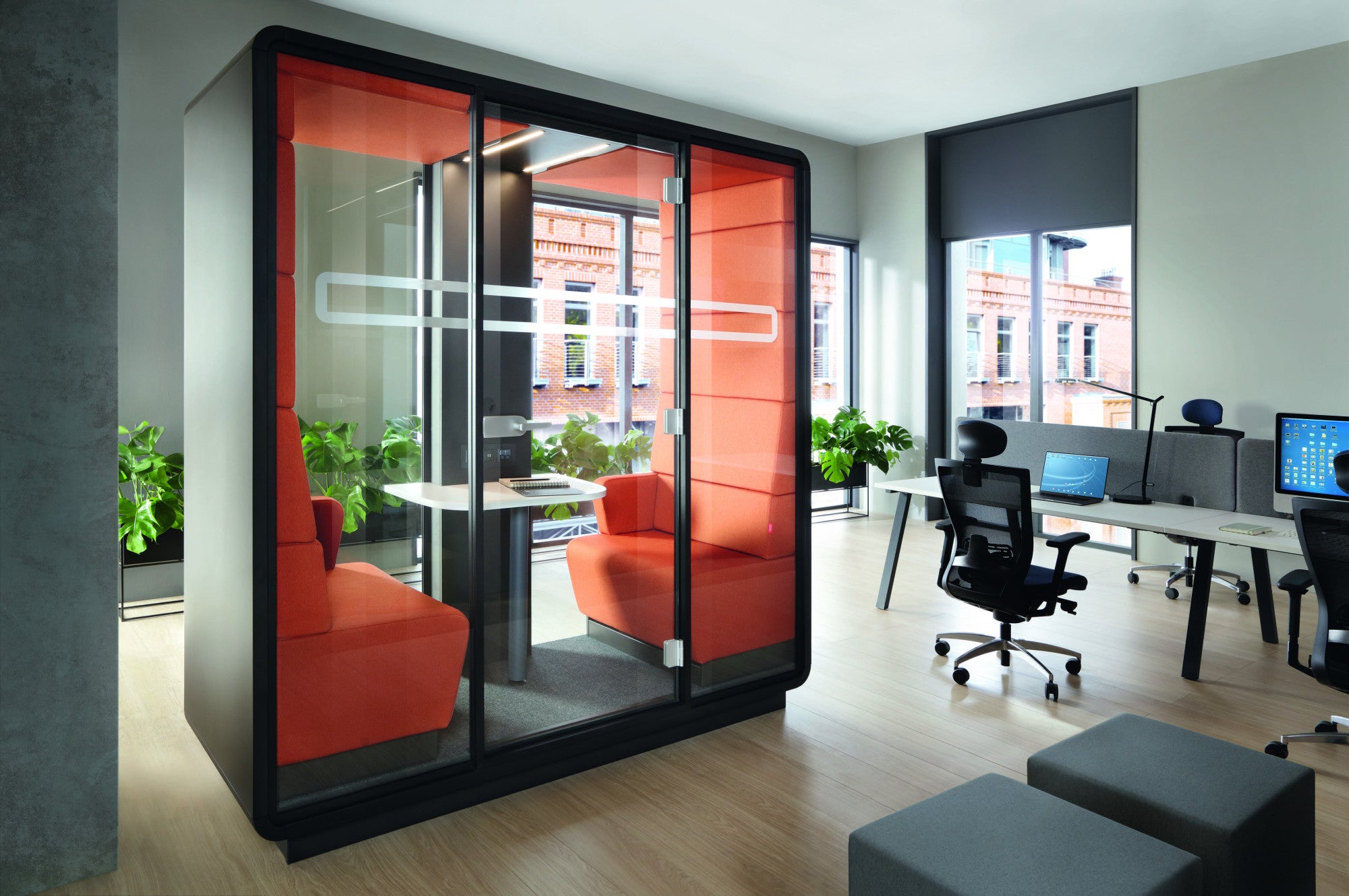 Twin Office PODS meeting roomsThat’s My Office Furniture, 360 Degree View storage, desk, chair