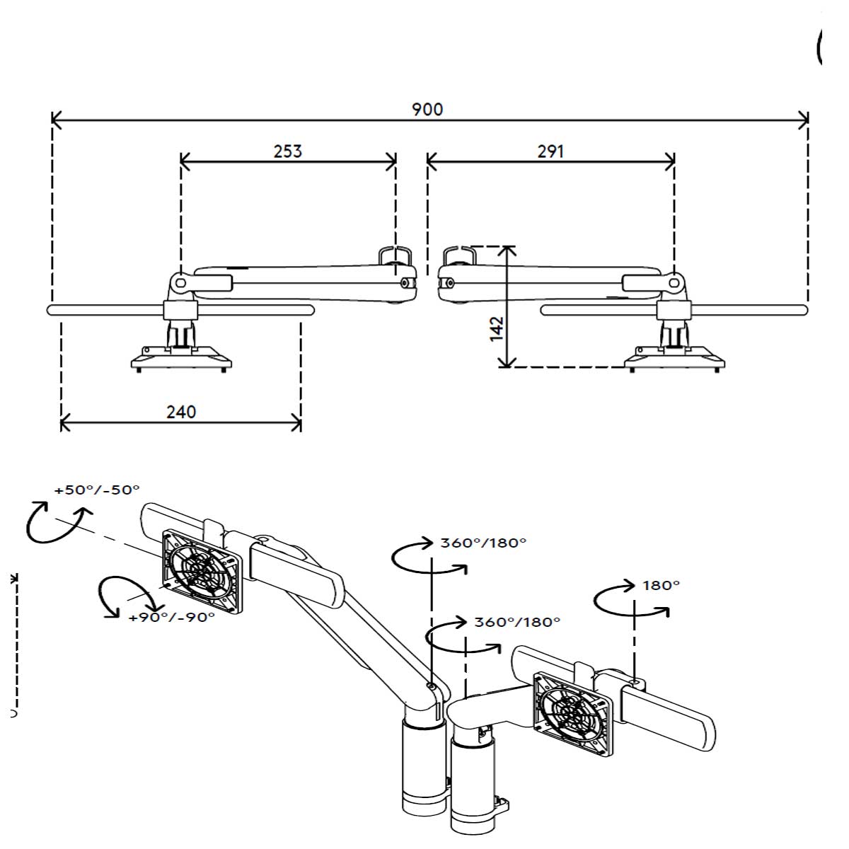 Monitor Arm Dual Screen Nowy StylThat’s My Office Furniture, 360 Degree View storage, desk, chair