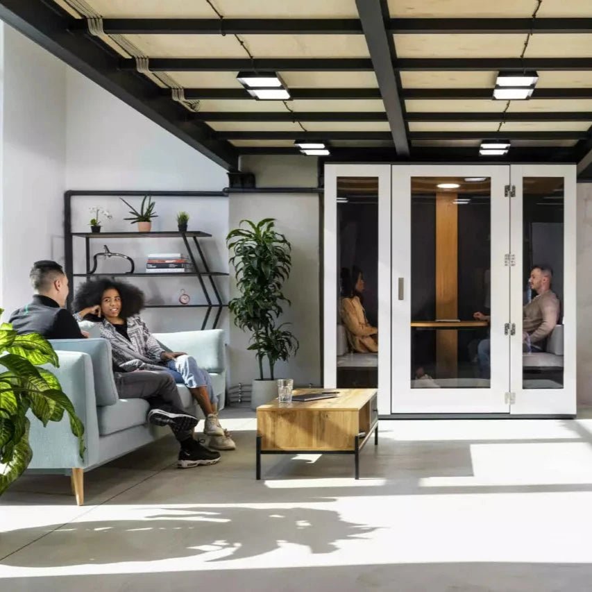 Camden Style 2 or 4 person meeting POD MeavoThat’s My Office Furniture, 360 Degree View storage, desk, chair