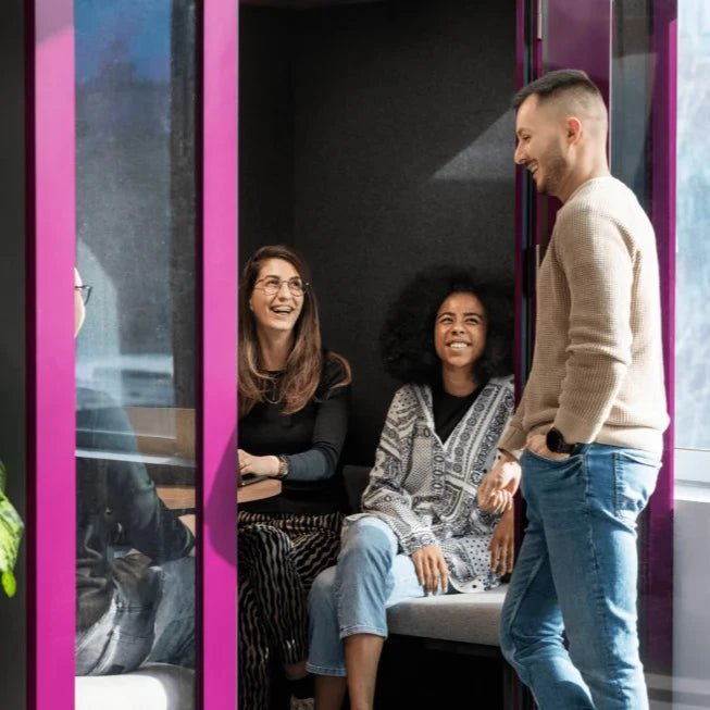 Camden Style 2 or 4 person meeting POD MeavoThat’s My Office Furniture, 360 Degree View storage, desk, chair