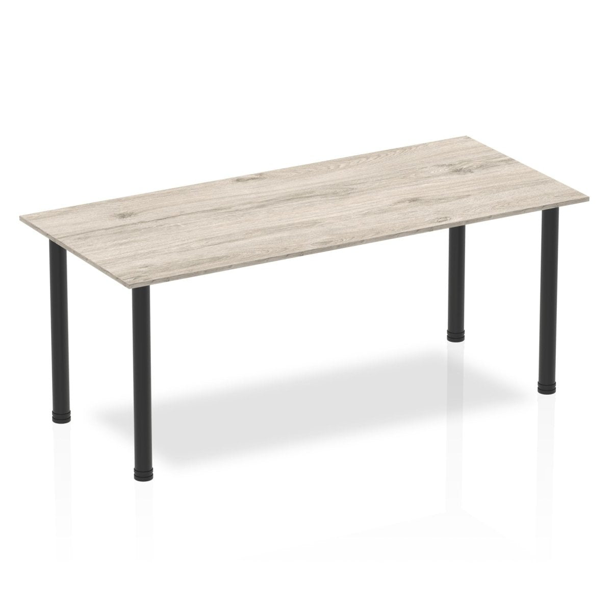 Office Table Impulse 180cm Straight Table With Post Leg Grey Oak Black Dynamic Office