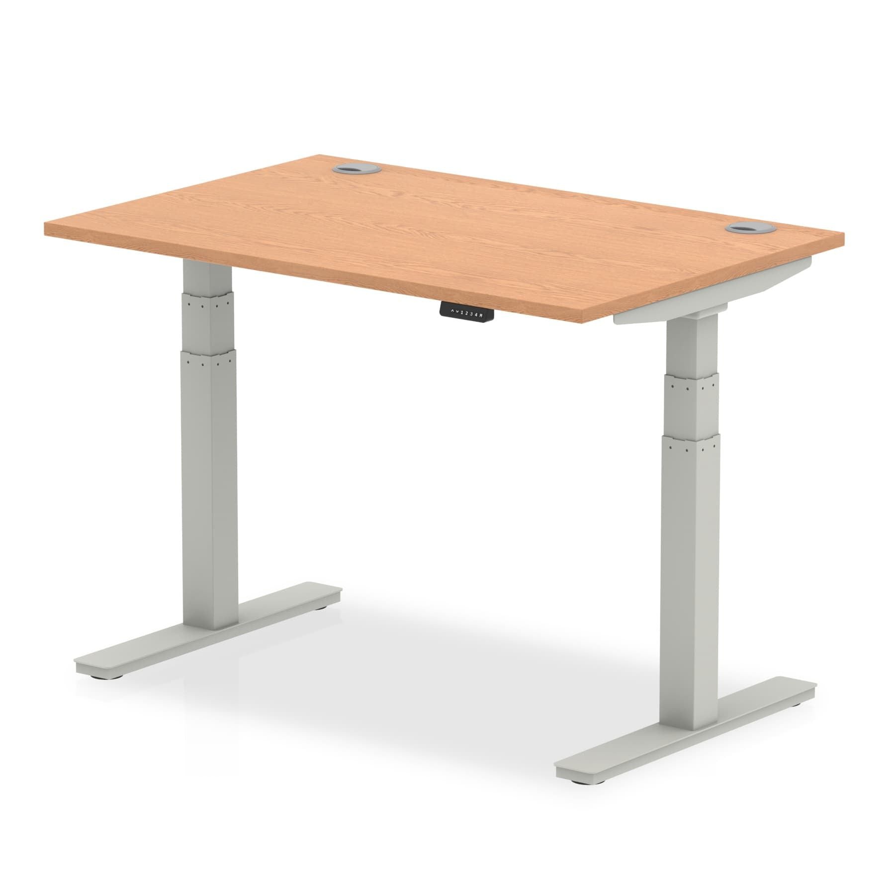 Office furniture air-height-adjustable-desk-with-cable-ports Dynamic Oak 120 Wide