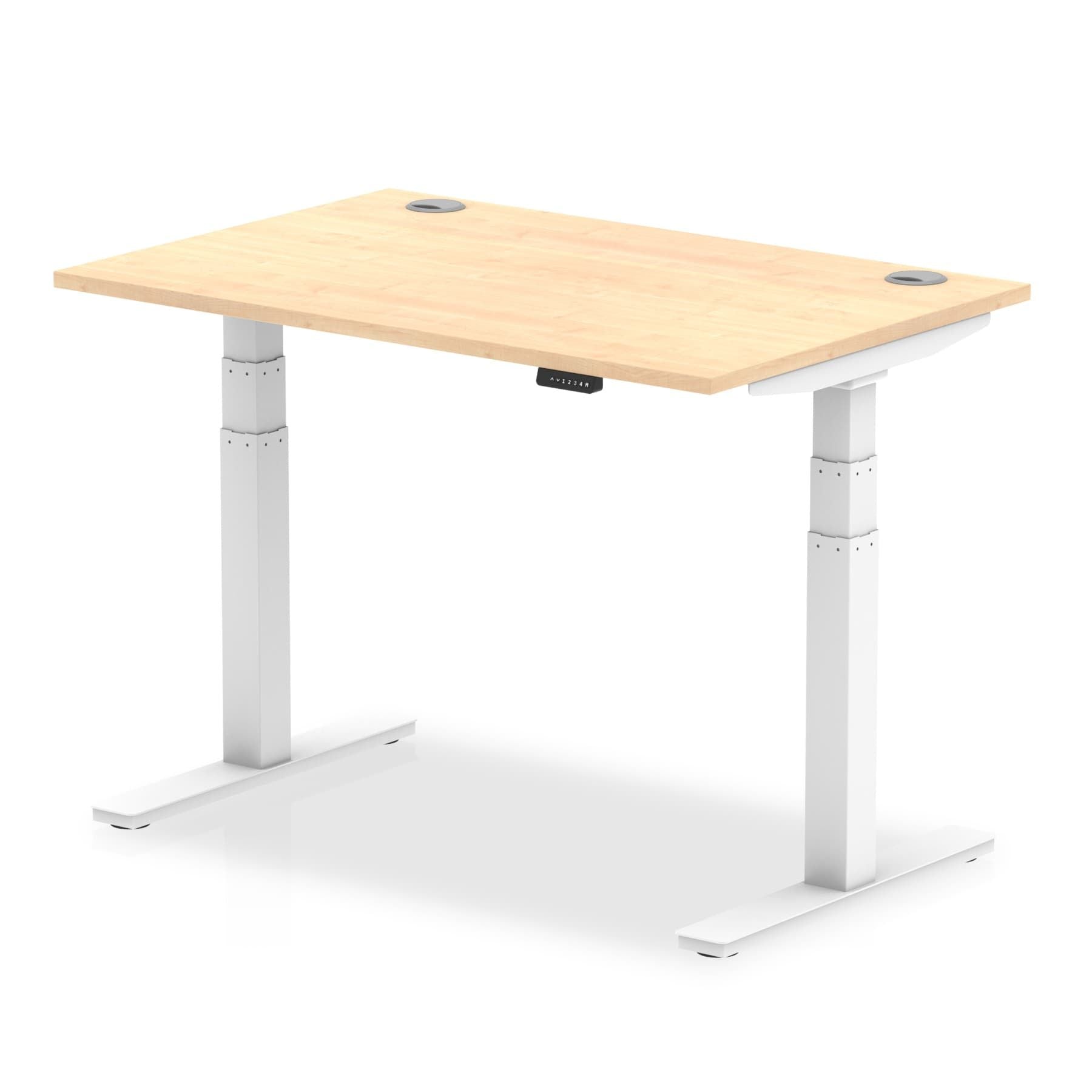 Office furniture air-height-adjustable-desk-with-cable-ports Dynamic Maple 120 Wide