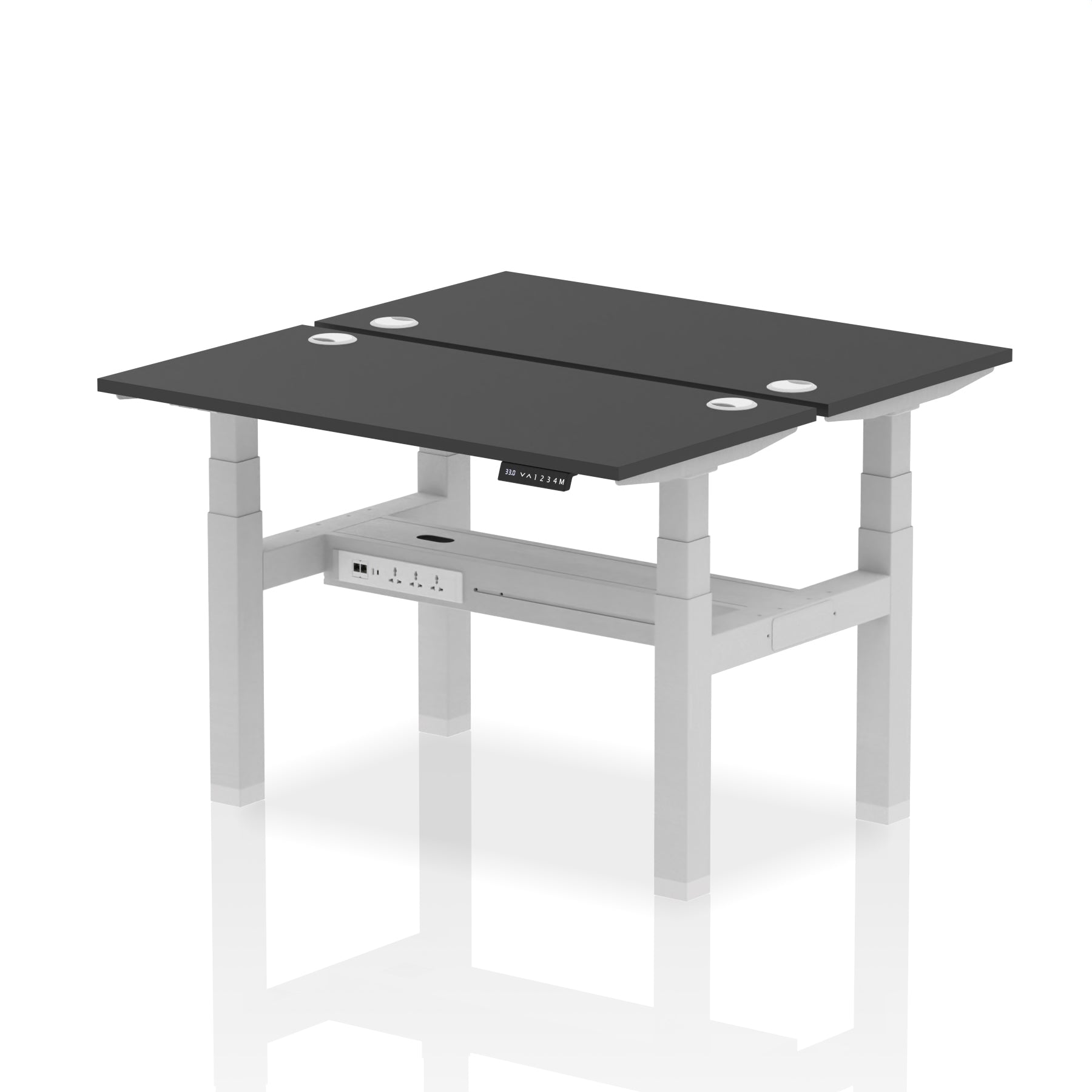 Air Back-to-Back Slimline Height Adjustable Bench Desk - 2 Person dynamic Desk Top Black Width 120cm