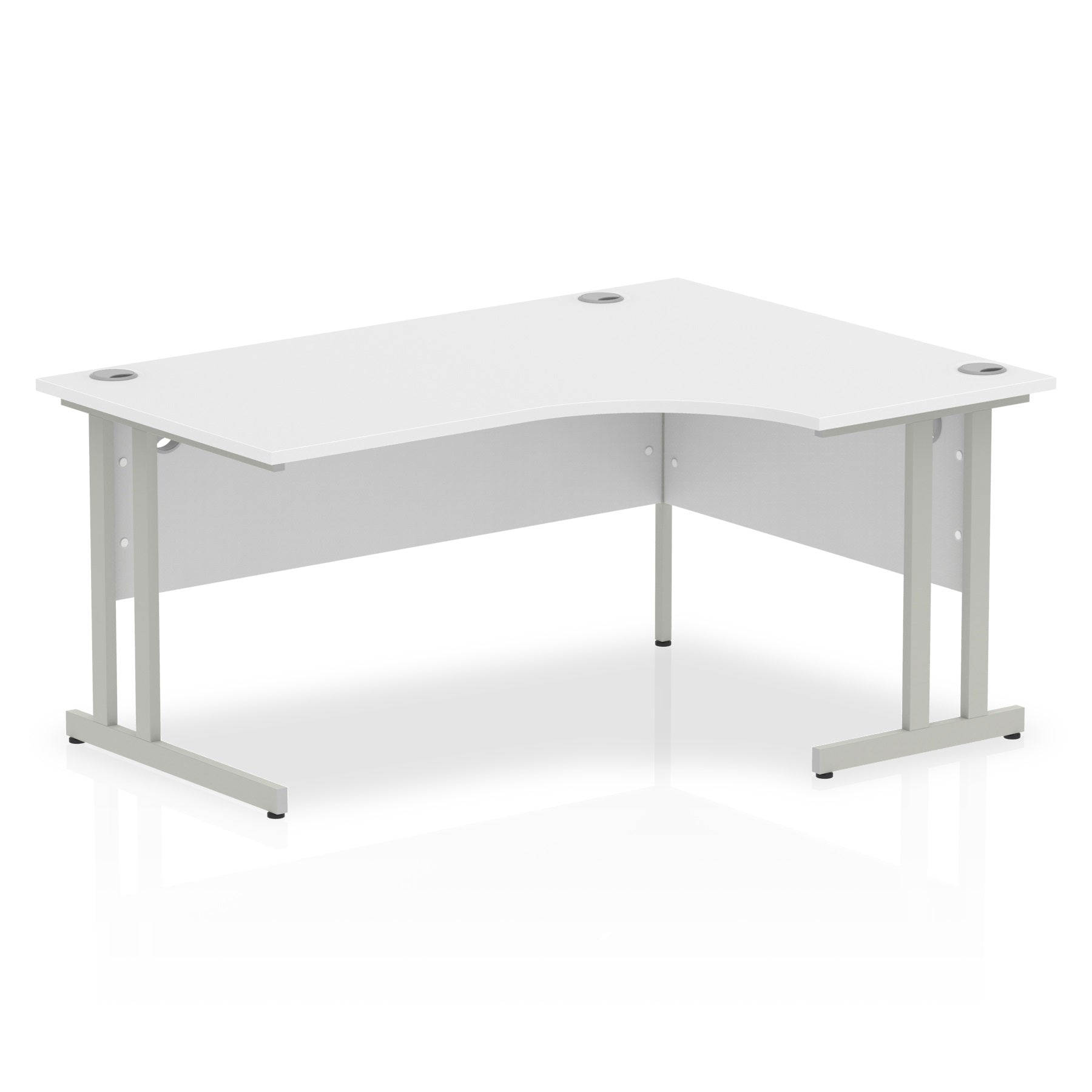 Office furniture impulse-160mm-right-crescent-desk-cantilever-leg Dynamic Silver Colour White