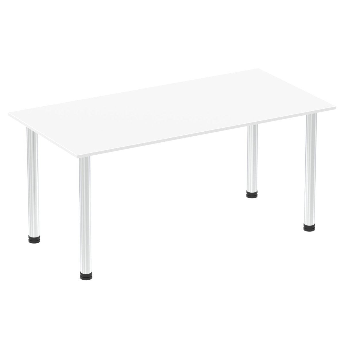 Office Table Impulse 160cm Straight Table With Post Leg White Chrome Dynamic Office