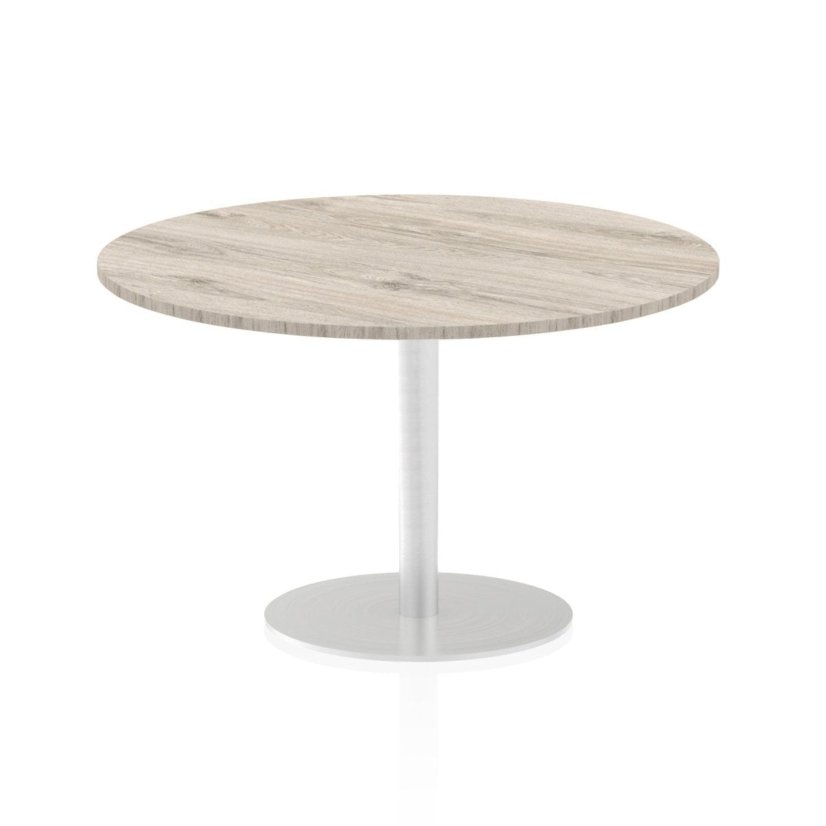 Office furniture italia-round-poseur-table Dynamic Grey Oak 120 Wide 1145mm High