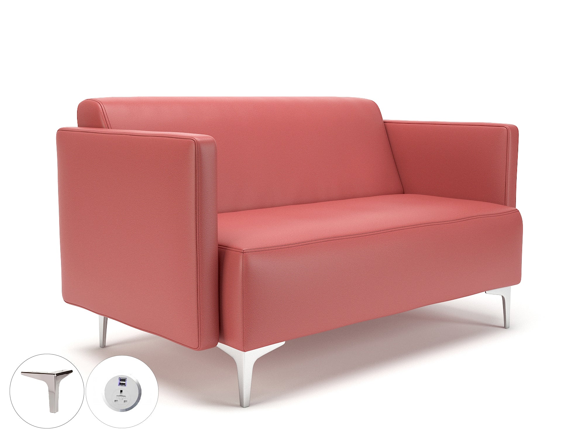 napa-slim-arm-125cm-wide-sofa-in-cristina-marrone-ultima-faux-leather-with-socket Dynamic Chrome Colour Taupe