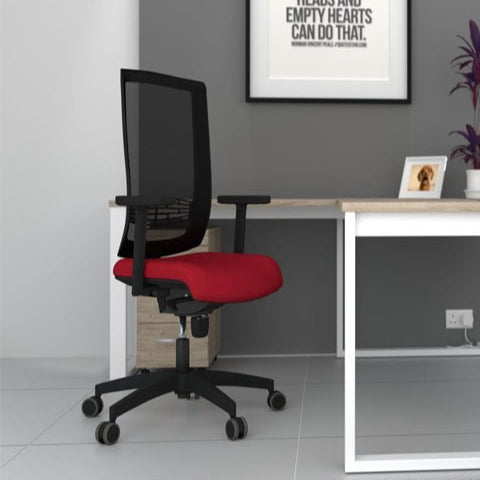 Begin Black Chrome Base Galactica Seat Slide Lumbar Vario Adj Arms TKMS1 Black Mesh - Evert 1 Office Furniture and Home