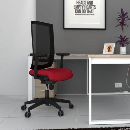 Begin White Chrome Baseumbar Zodiac PUS arms - MS2001 Black Mesh - Evert 4 Office Furniture and Home Remote Working