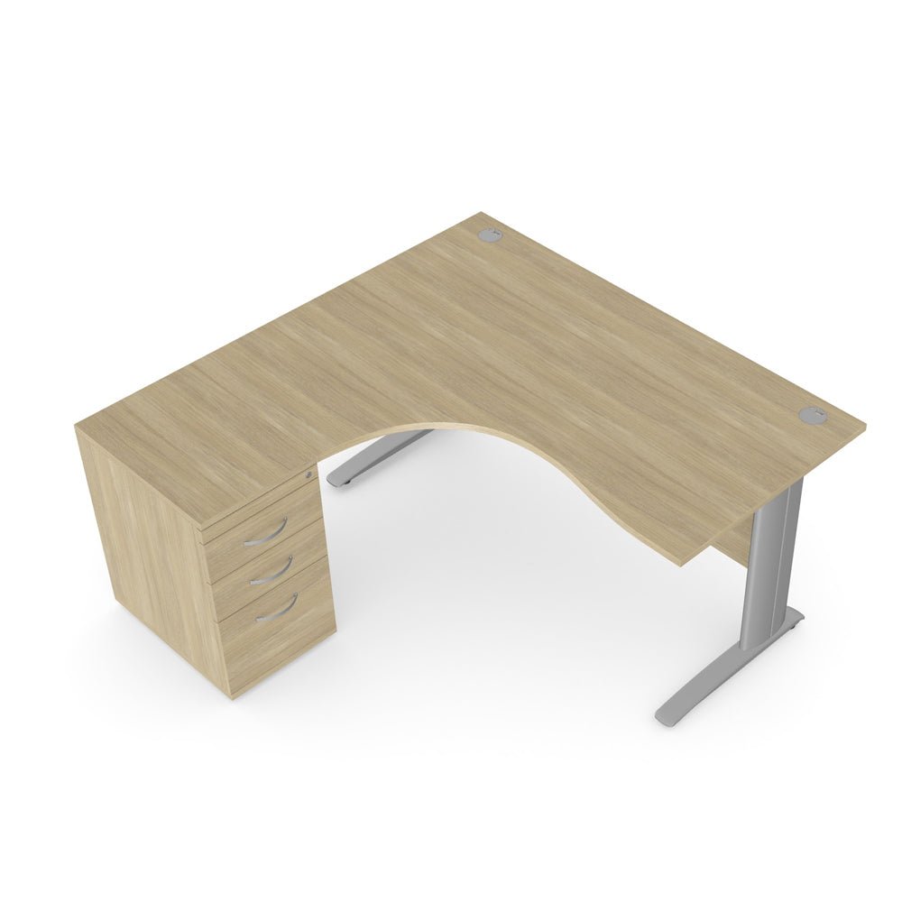 Komo Metal Leg 160/80cm x 120/60cm Corner Desk K-CRDP Komo LH with Pedestal 2 Office Furniture and Home Remote Working