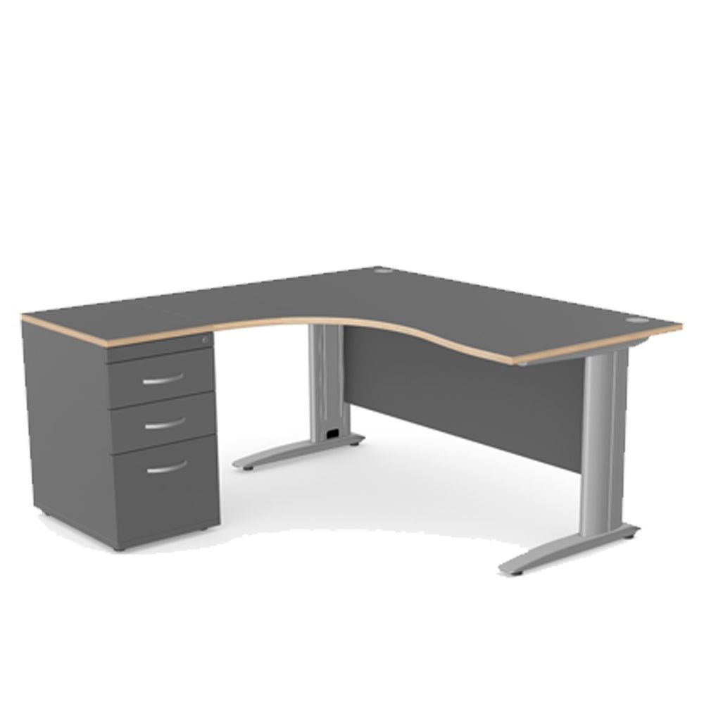 Corner Desk Office Komo  160|180 Wide 120|60cm Deep  with pedestal LH|RH K-CRDP