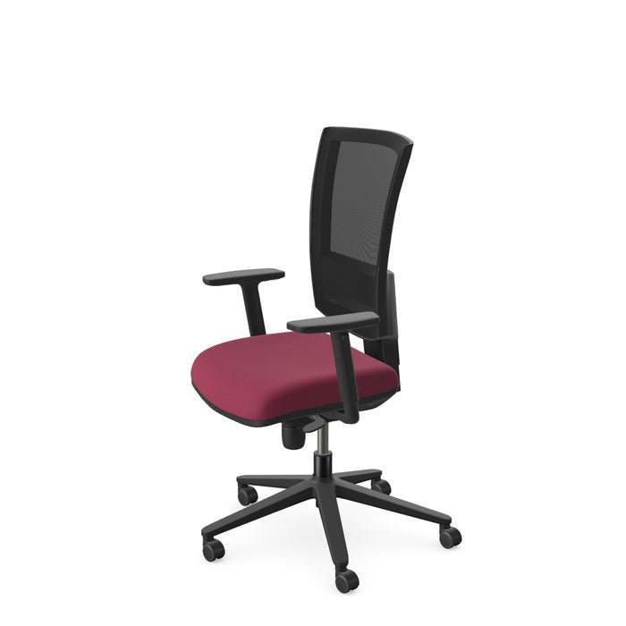 OFlash *FABRIC* Back, *SEAT SLIDE*, Step Arms PP - Evert Black OFLASH/F/BB/ 4 Office Furniture