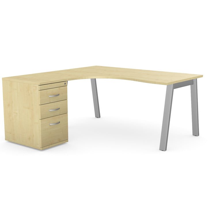 Switch Crescent Office|Home Desk LH|RH with Pedestal S-CRSC-LEA-TP16-18