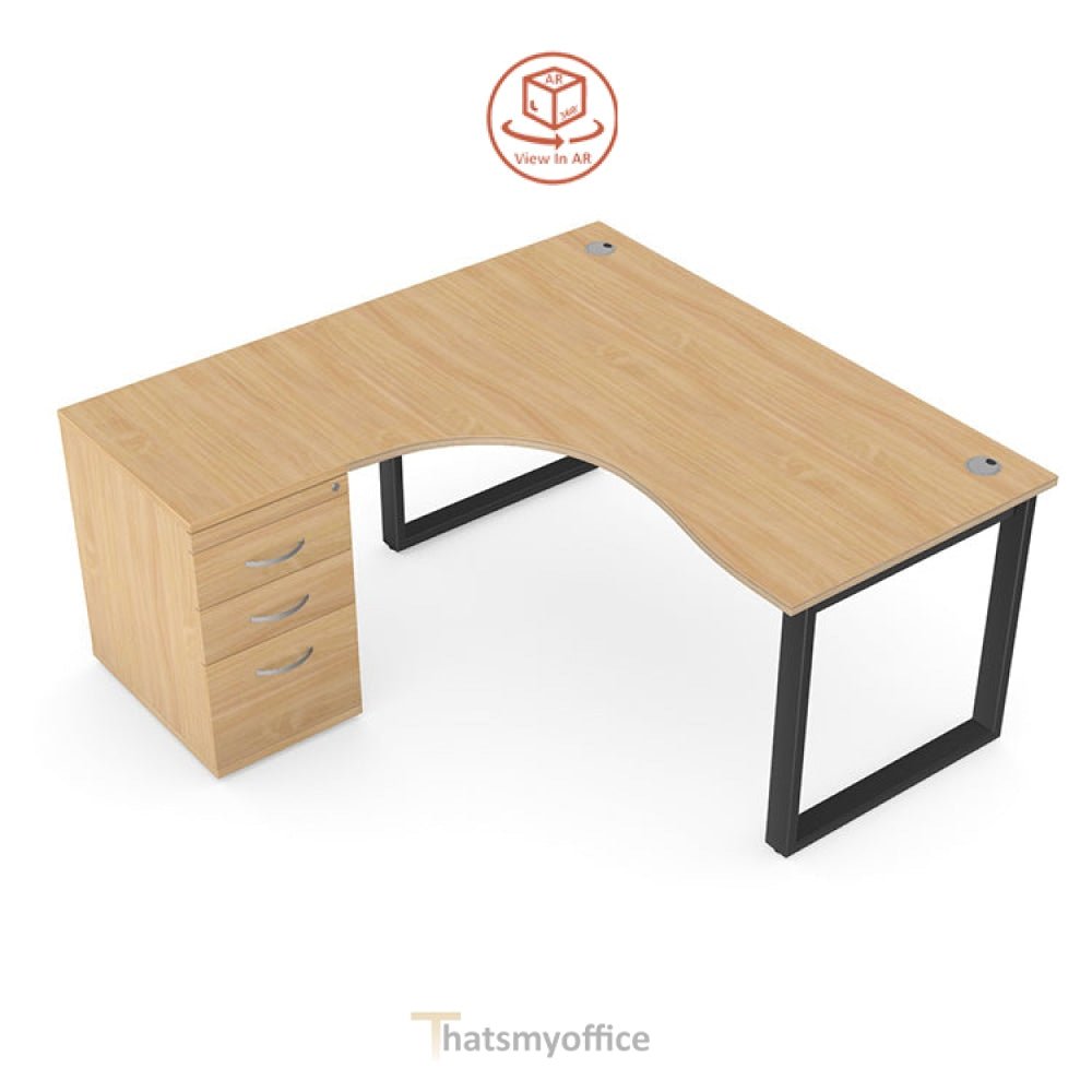 Switch Crescent Desk Closed Frame LH or RH with Pedestal S-CRSC-LEA-CL16-19 2 Office Furniture and Home Remote Working