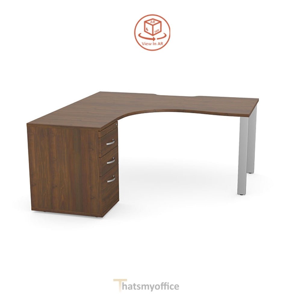 Switch Crescent Desk Open Frame LH or RH with Pedestal S-CRSC-LEA-OP16-24 7 Office Furniture and Home Remote Working