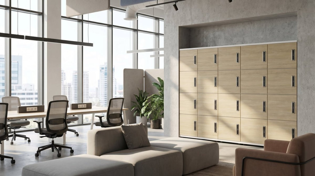 office wooden lockers with RFID locks