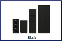 office storage solutions, metal filing, lockers, cupboards and tablours in colour. Choose your colour black