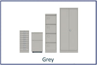 office storage solutions, metal filing, lockers, cupboards and tablours in colour. Choose your colour grey