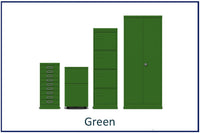 office storage solutions, metal filing, lockers, cupboards and tablours in colour. Choose your colour green