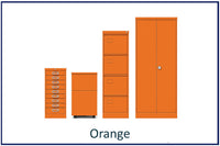 office storage solutions, metal filing, lockers, cupboards and tablours in colour. Choose your colour orange