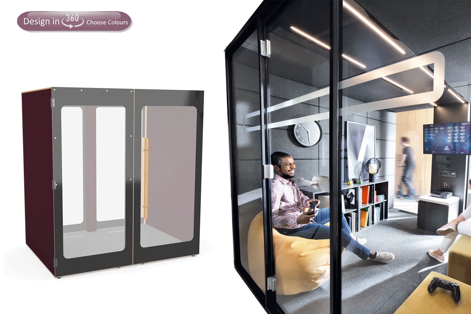 Custom design Special needs and eductaion acoustic pods for school and education facilities, keep safe Thats My office