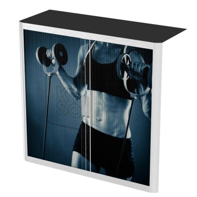ThatsMyOffice Sport Tambour Cupboard 100cm H with 2 shelves EOTAM1M - SportPicture Tambour Cupboard