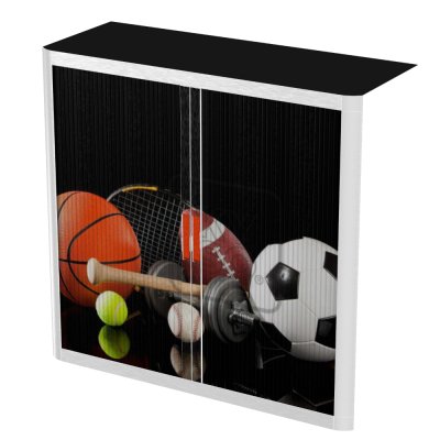 ThatsMyOffice Sport Tambour Cupboard 100cm H with 2 shelves EOTAM1M - SportPicture Tambour Cupboard