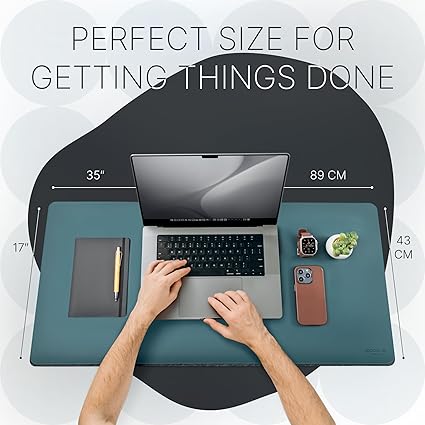 Nordik Suede and Leather Desk Mat Non-Slip - Black - 89 X 43 CM