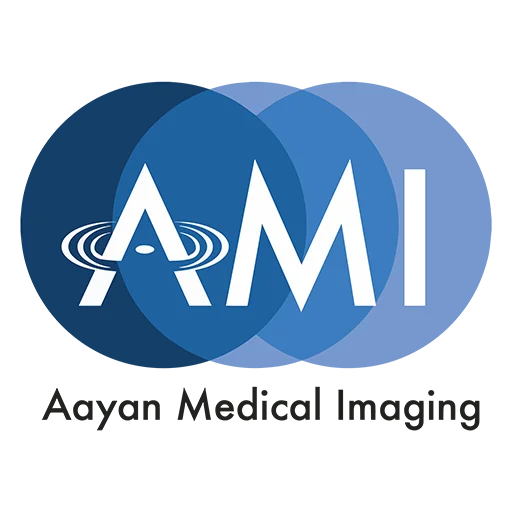 Logo of Aayan Medical Imaging with blue and white design on a white background