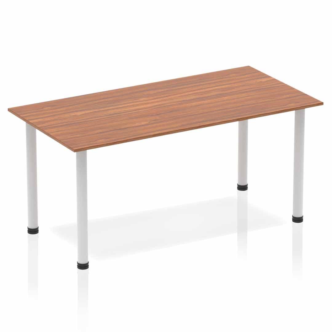 Office Table Impulse 160cm Straight Table With Post Leg Walnut Silver Dynamic Office  