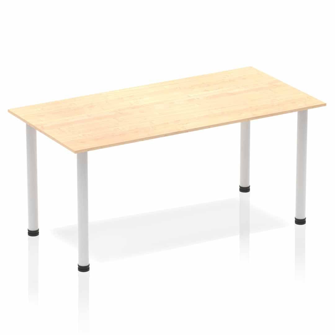 Office Table Impulse 160cm Straight Table With Post Leg Maple Silver Dynamic Office  