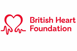 British Heart Foundation logo with a red heart and text on a white background
