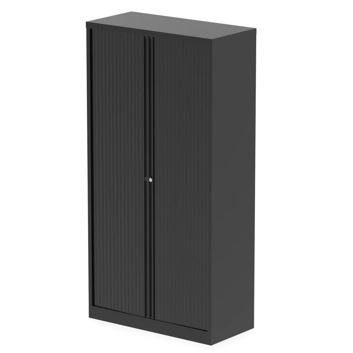 Office Tambour Cupboard Tall or Low Qube by Bisley Black