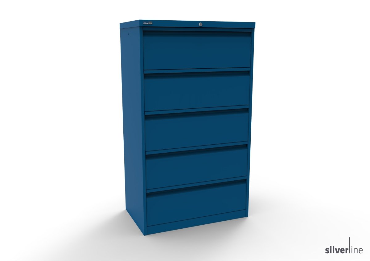 Silverline Media Card Index Filing Cabinet 3 rows of A5 cards 6900 per drawer CIUR55 CIUR55-Blue None