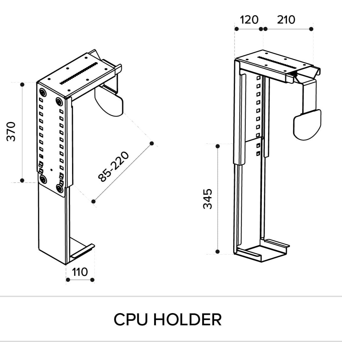 CPU Holder Fully adjustable - White 1 Office Furniture and Home Remote Working