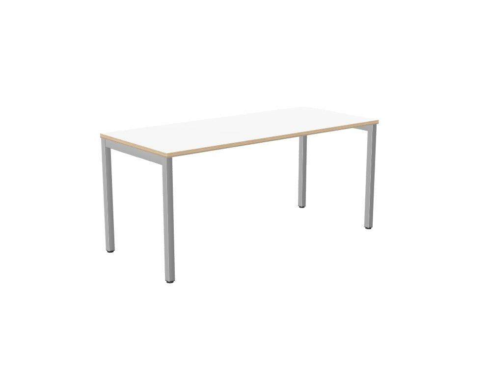 C - Sense Desk - Stocked - SKU: Product Code: CSE - PLY - 1PB - LEO - T1670/WH/SLV , Top: CSE - SOLO - PLY - T1670/WH , Beam: CSE - SOLO - B1600/SLV , Legs: CSE - LEO700/SLV
