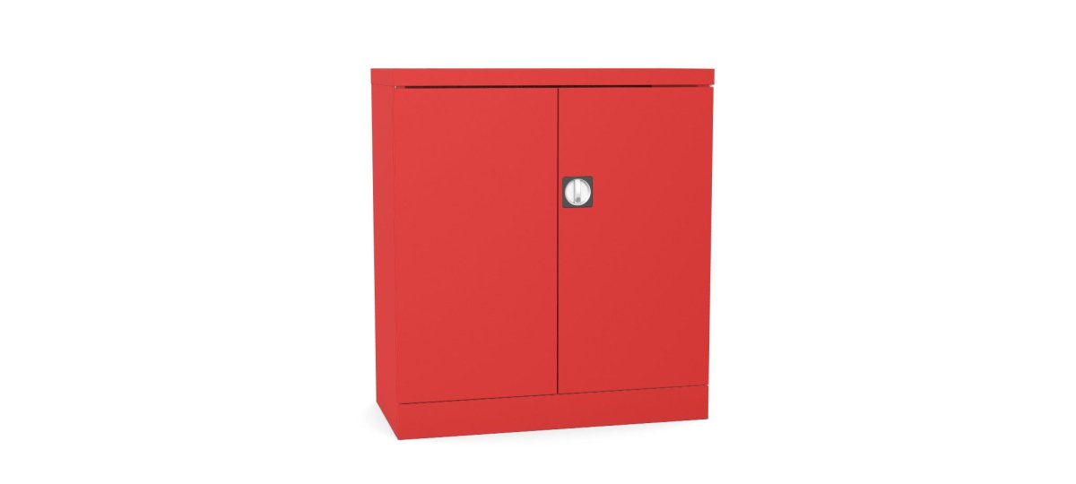 Silverline Kontrax Office Stationery 2 door Cupboard 1 Shelf 102cm CUEC4AGS-red