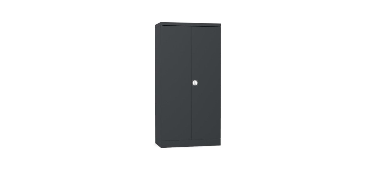Silverline Kontrax Office Stationery 2 door Tall  Cupboard 3 Shelf 183cm  CUEC7AGS-black