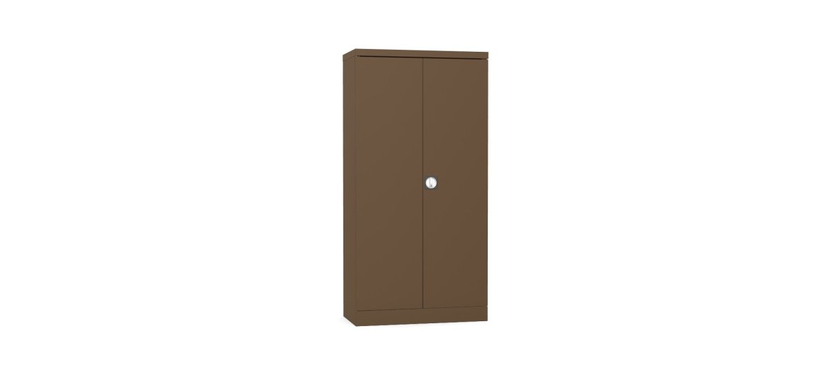 Silverline Kontrax Office Stationery 2 door Tall  Cupboard 3 Shelf 183cm  CUEC7AGS-coffee