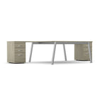 Switch 2 Person Office Crescent Scallop Desk A Frame and High Pedestal 