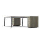 Switch 2 Person Office Crescent Scallop Desk A Frame and High Pedestal 