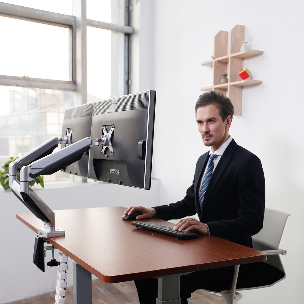 Gas spring double monitor desk arm DLB851D2 - White