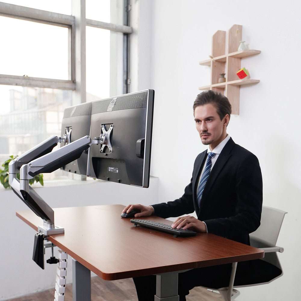 Gas spring double monitor desk arm DLB851D2 - White