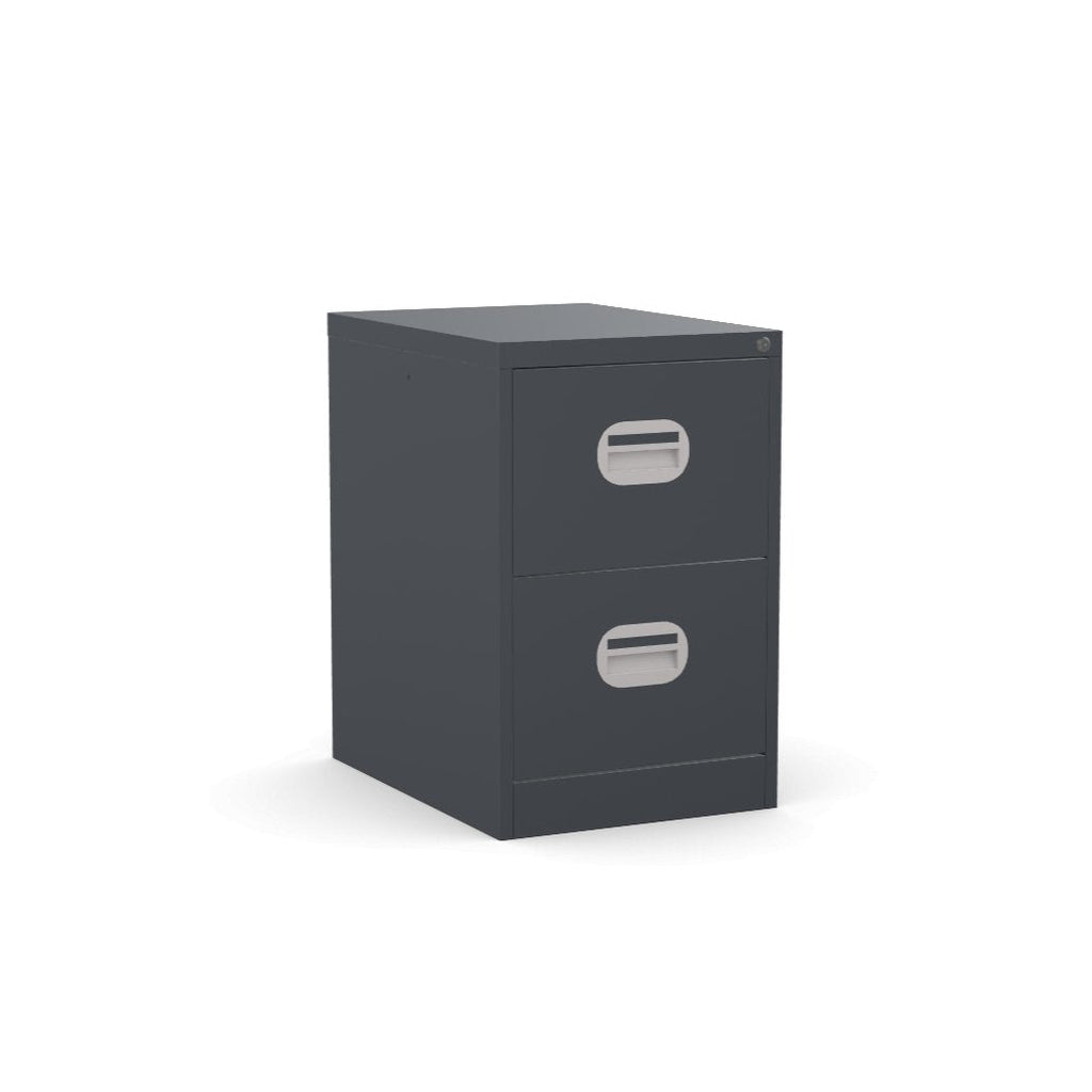 2 Drawer Graphite Colour Filing Cabinet 3D View & AR Silverline Kontrax FCEC2FS