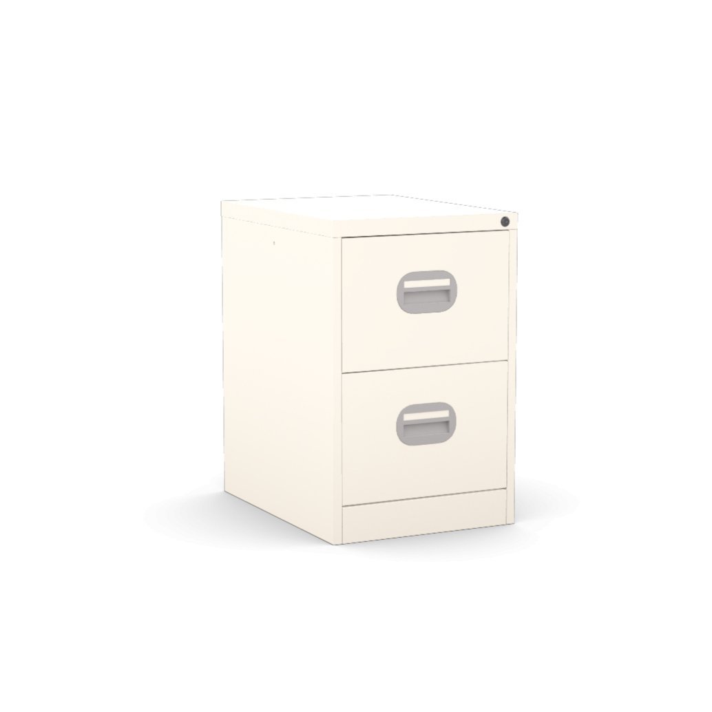2 Drawer White Colour Filing Cabinet 3D View & AR Silverline Kontrax FCEC2FS