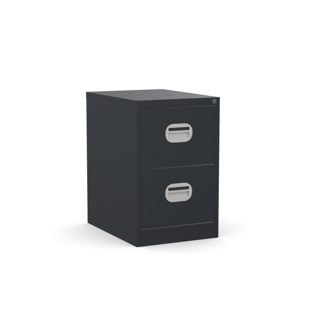 2 Drawer Black Colour Filing Cabinet 3D View & AR Silverline Kontrax FCEC2FS