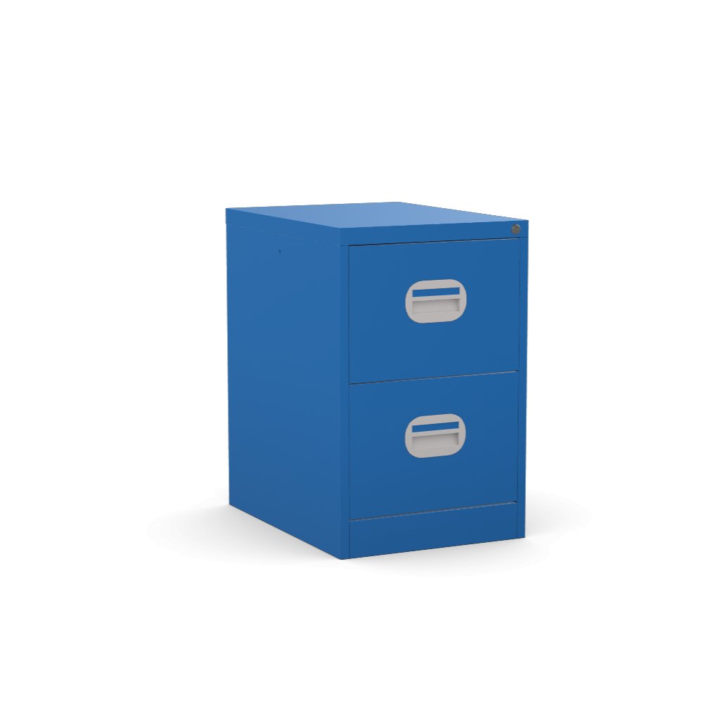 2 Drawer Blue Colour Filing Cabinet 3D View & AR Silverline Kontrax FCEC2FS